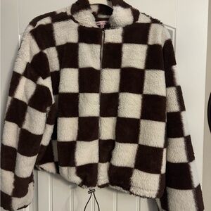 Crave Fame Brown and White Furry Jacket